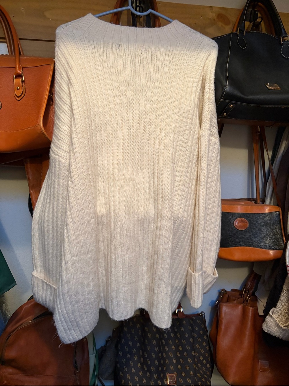 Old Navy Cream Ribbed Crewneck Sweater